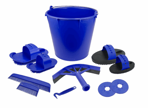 Poetsset van 10 items in emmer marineblauw